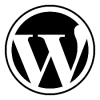 WordPress logo: A stylized "W" inside a solid black circle, with the circle bordered by a thicker black outline.