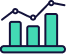 A visual representation of data in a bar chart graph icon.