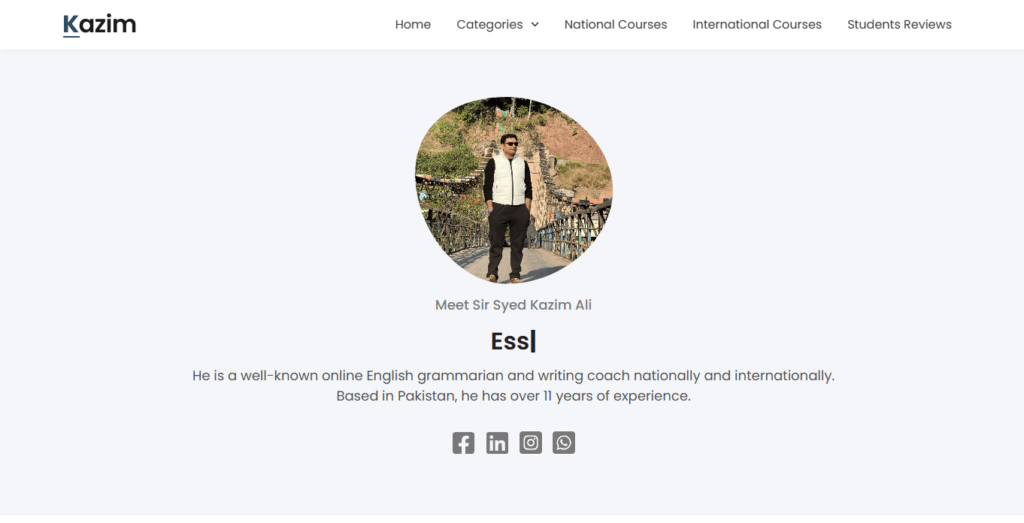 Syed Kazim Ali Portfolio Website