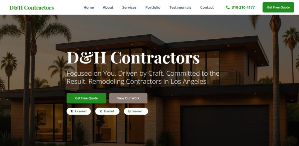 d&h contaractor project with startegy of wordpress development